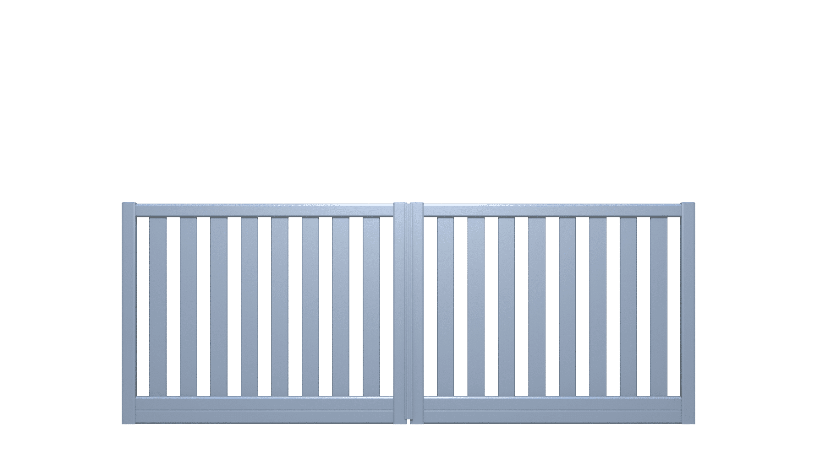 Portail ajouré en aluminium avec planches moulurées et traverses - I21901