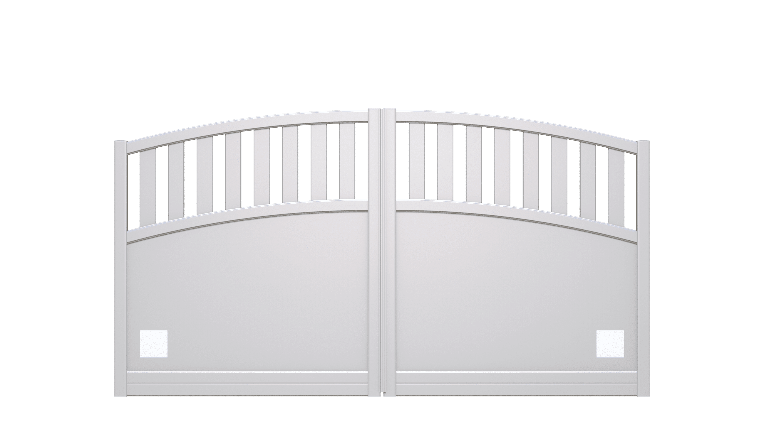 Portail semi-ajouré en aluminium et forme arrondie avec grands panneaux à motif - I21912