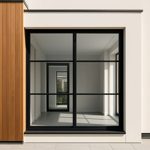 Baie vitrée aluminium noire moderne maison Île-de-France