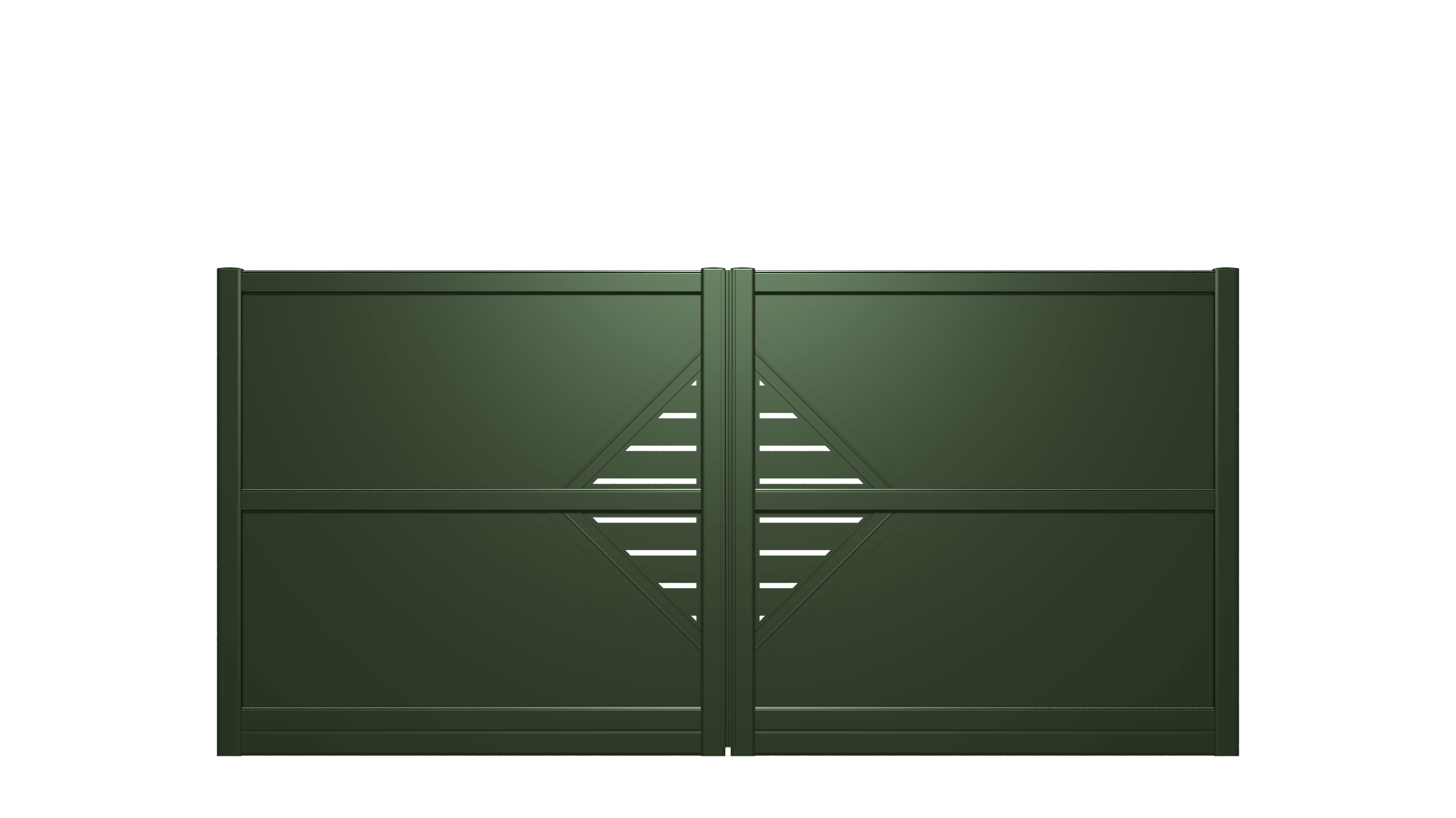 Portail semi-ajouré en aluminium avec décor central triangles - T21923