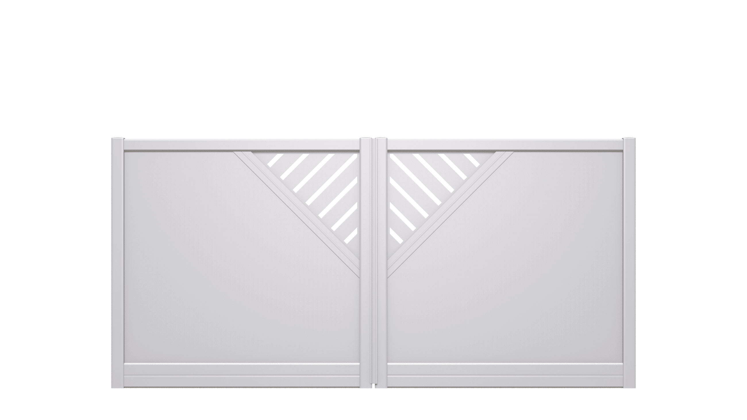 Portail semi-ajouré en aluminium avec décor central triangles - T21924